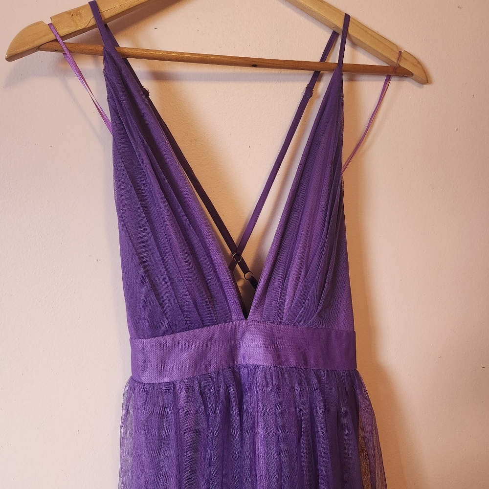 Fashion Nova Lavender Tulle On The Runway Maxi Dress Size M New With Tags - Picture 5 of 11